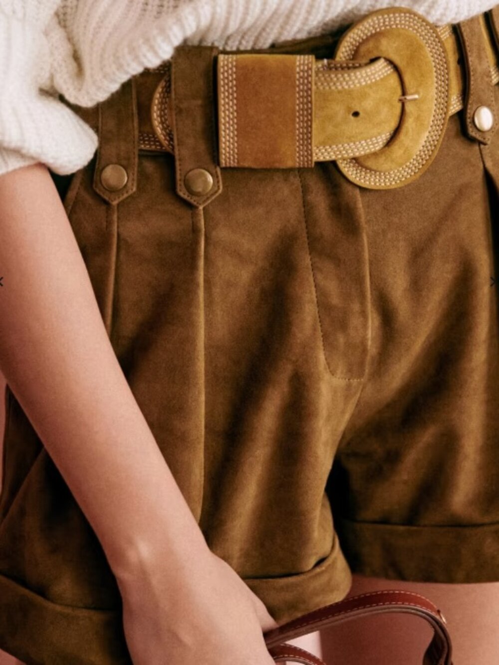 Sezane Robin Short Seude Bronze Size 2